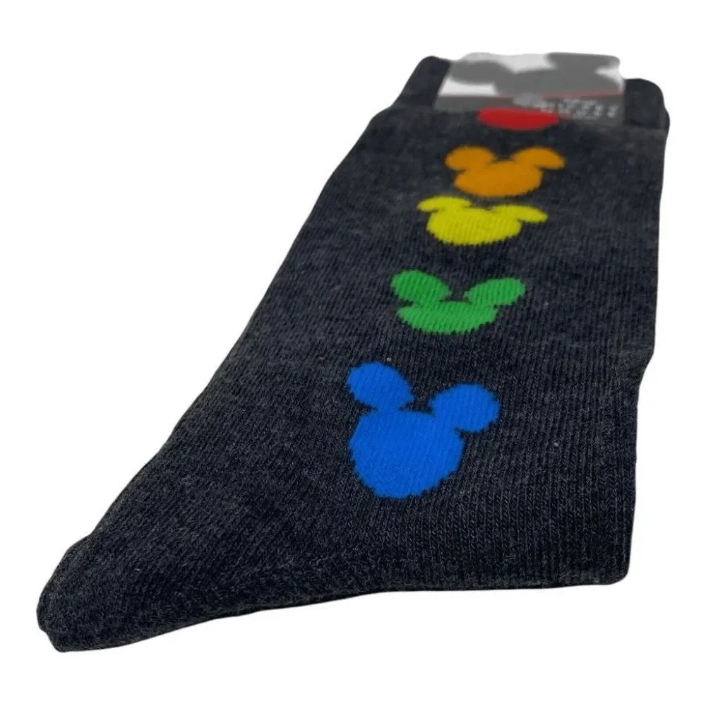 Disney Socks Adult Mickey Mouse Crew Rainbow  Colors Size 10-13‎ Pride Love Ears